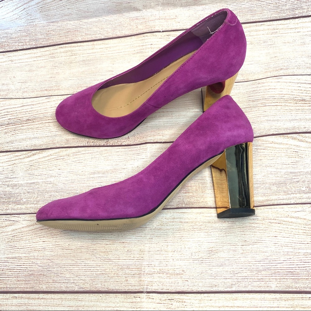 Dolce Vita purple with gold heel. Size 8